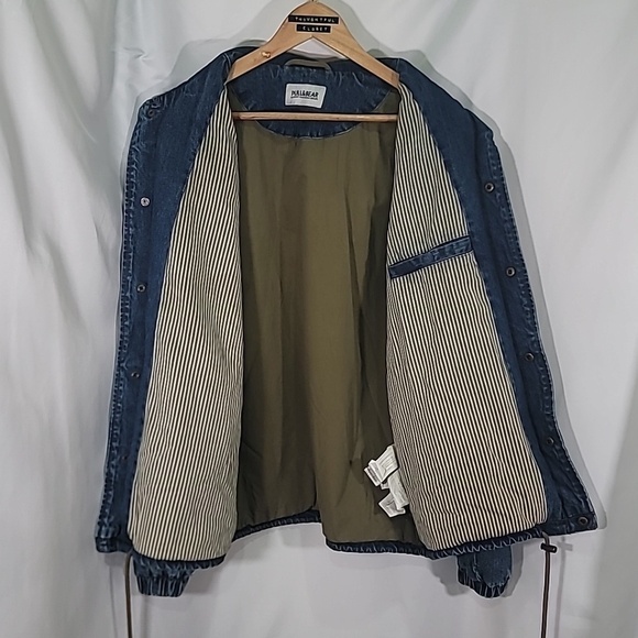 NWOT PULL&BEAR "Lost Stories" Motorcyle Biker Lined Denim Shirt Jacket - Picture 7 of 10